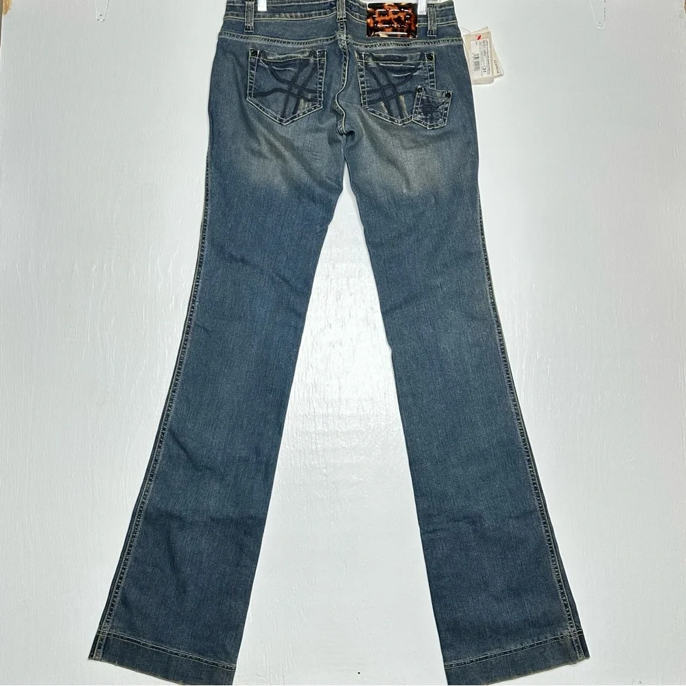 Pinko Womens Bootcut Jeans Size 31 Medium Wash‎ Stretch NEW Embroidered Pockets